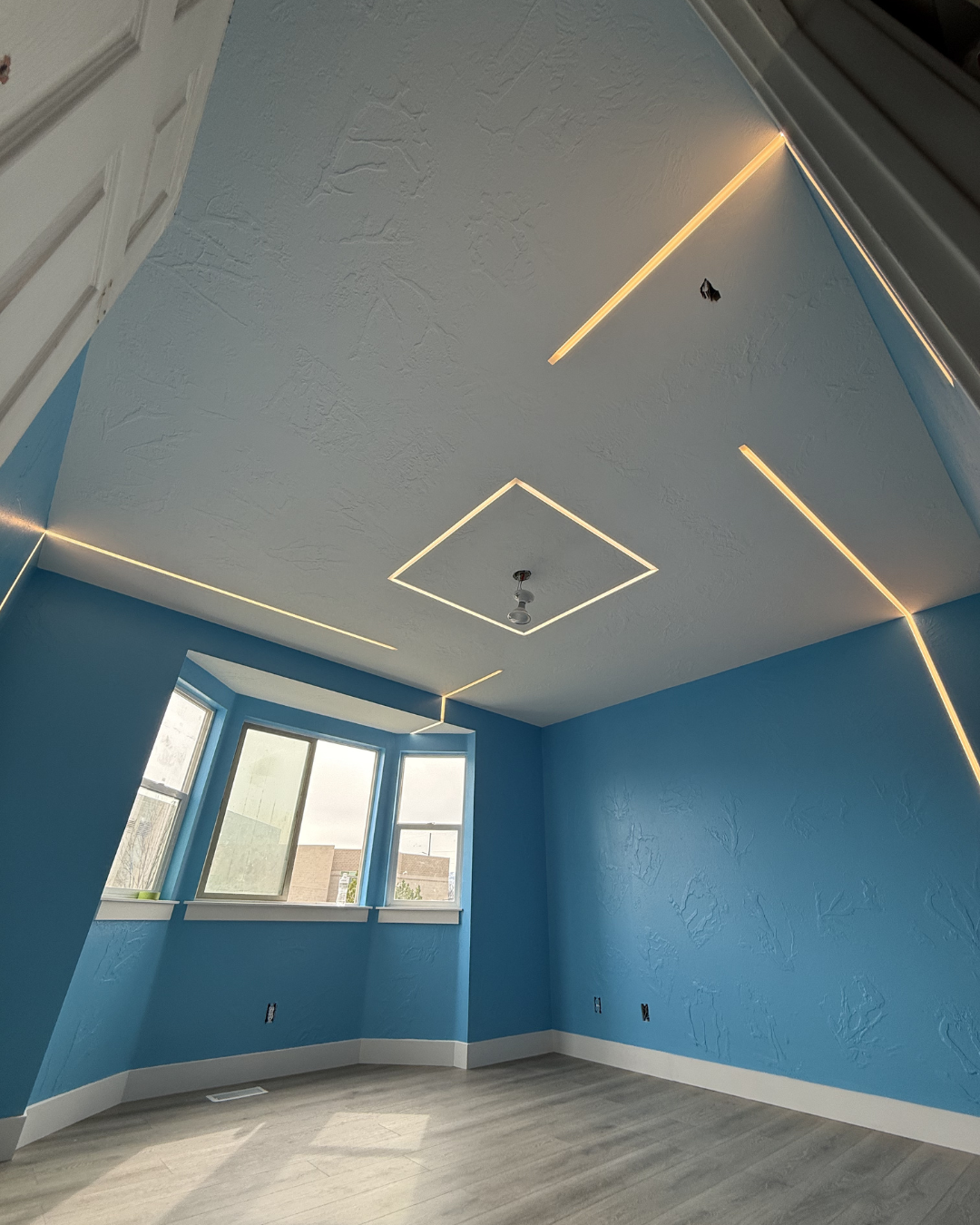 Geometric LED ceiling light installation