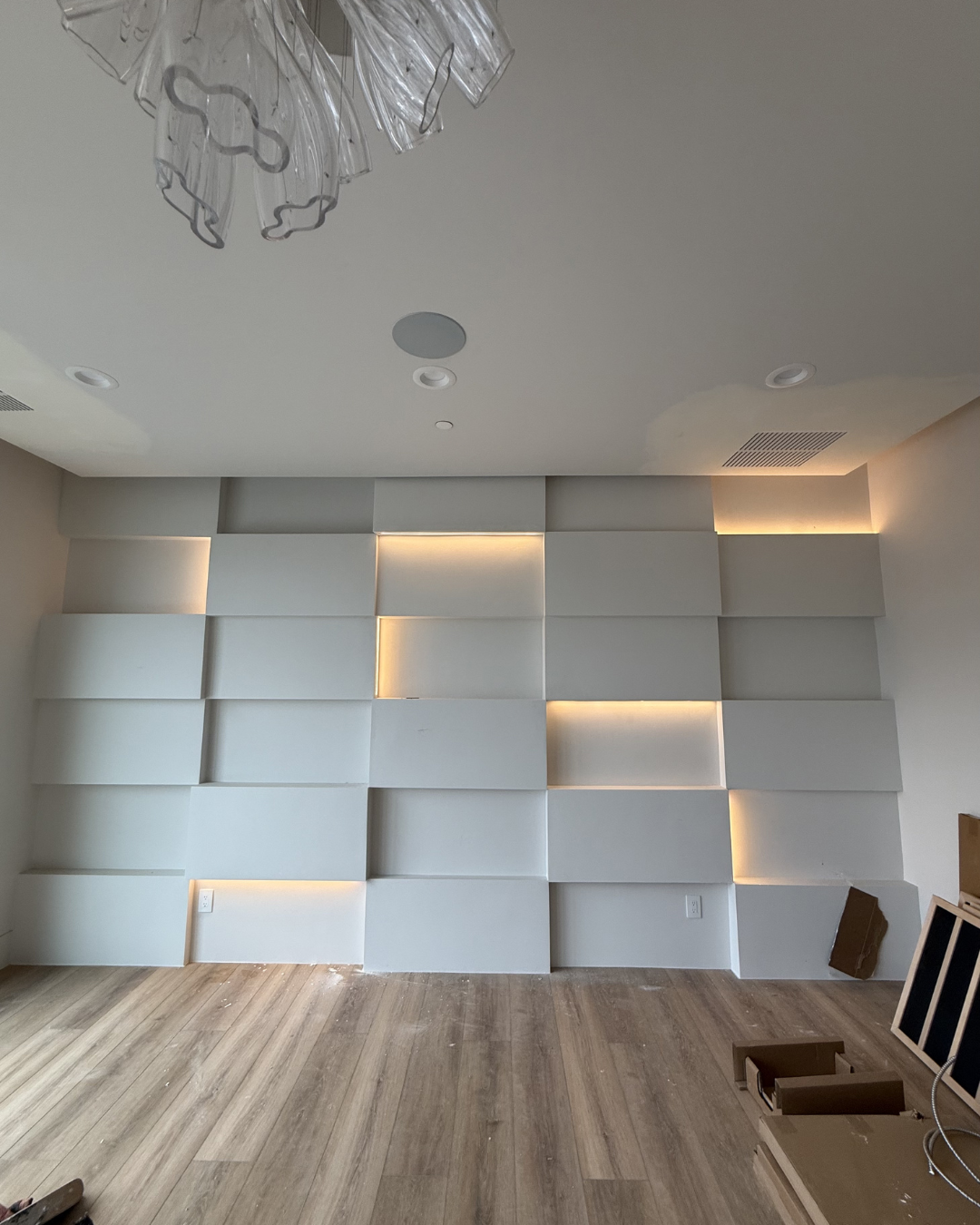Backlit 3D wall panel with LED accent lighting